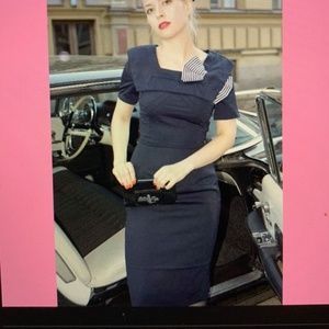 Tatyana Bettie Page Marine Vintage Dress Navy